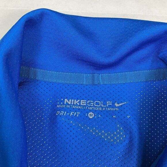 Nike Golf Mens Dri Fit Polo Shirt Blue Black Performance Short Sleeve Top Medium - Picture 3 of 10